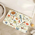 Butterfly Bird Dog Food Mat for Floors,Vintage Nature Absorbent Pet Food and Water Bowl Mats,Non-Slip Pet Feeding Mat,Pet Supplies 12" x 20"
