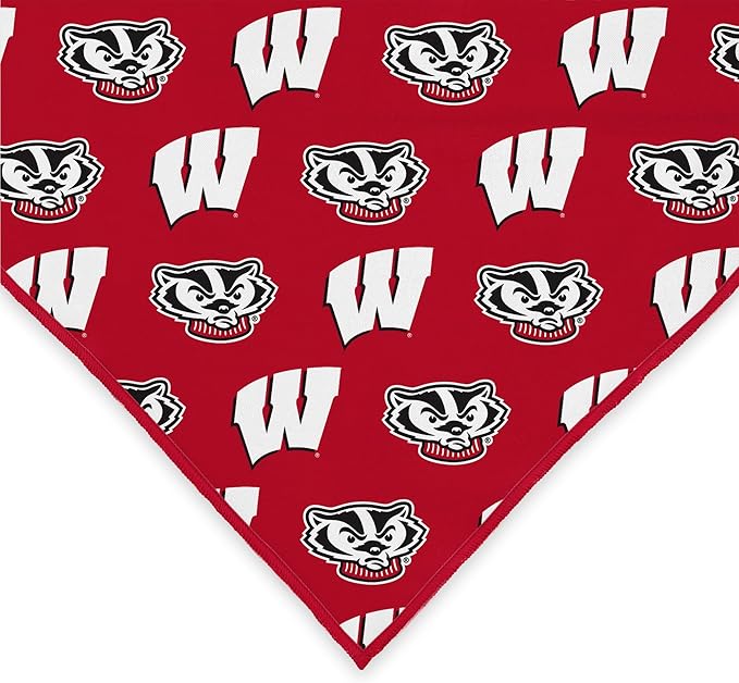Wisconsin Badgers Officially Licensed Bandana for Dogs and Cats | Fits Pets Great Gift Idea | Easy-to-Tie (Small, 13")
