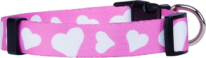 Native Pup Valentine’s Dog Collar- Valentines Day Pet Collars- Valentine Girly Hearts- Pink Red Heart- Cute Boy Girl Puppy Gift- Adjustable for Small, Medium, Large Breeds (Pink Heart, Large)