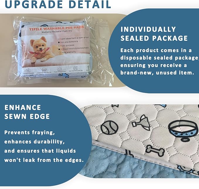 Washable Pee Pads for Dogs, 2 Pack Reusable Puppy Pads, Absorbent Whelping Pads with Bone Print, Non-Slip Waterproof Pet Training Pads for Couch, Crate, Potty Training - 36x72in