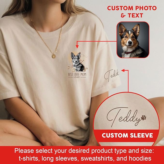 Custom Dog Mom Shirt Gifts for Women, Mother's Day Hoodie, Custom Shirt with Dog Picture for Women