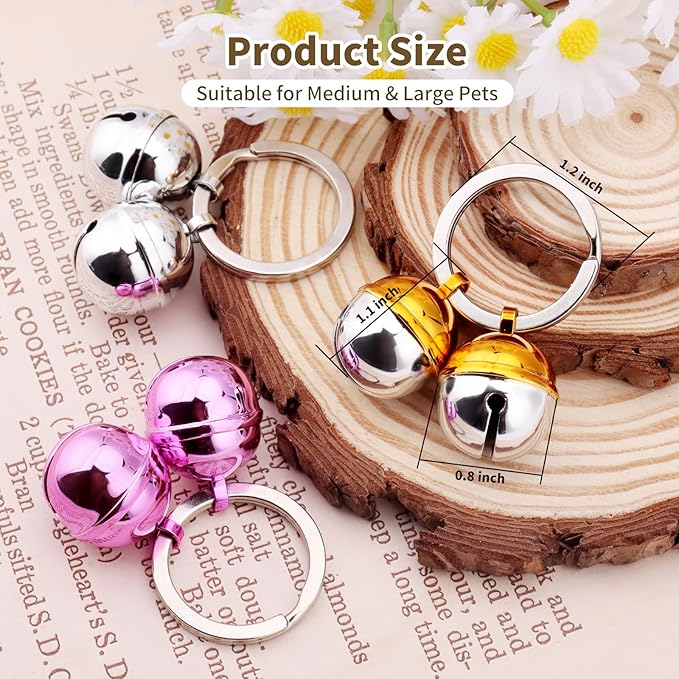 Dog Collar Bells, 2 Pack Extra Loud Dog & Cat Bells for Tracking & Safety, Stainless Steel Pet Tracker Training Bells for Medium Large Dogs & Cats (Antique Copper)