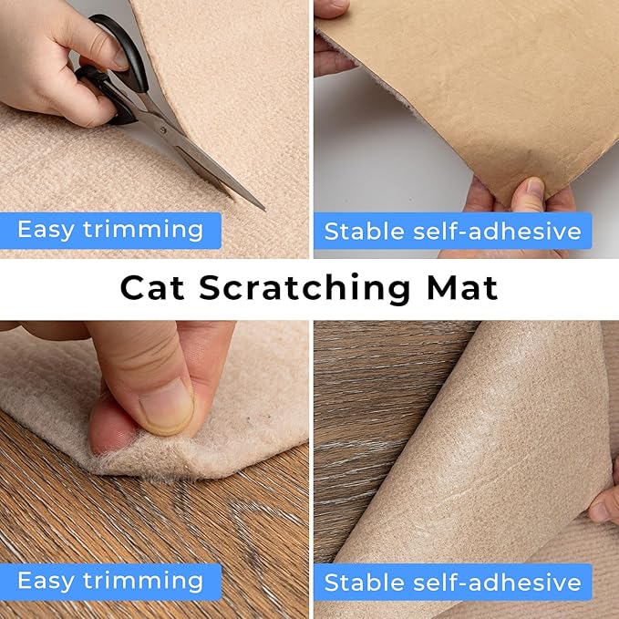 Cat Carpet remnants Cat Scratching Mat Trimmable Self-Adhesive Carpet DIY Climbing Scratcher Scratch Furniture Protector Covering Posts (39.3" x 15.8" Beige)