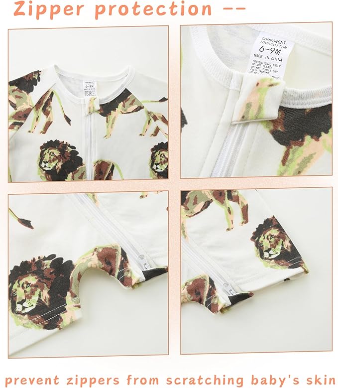 Unisex Summer Trendy 2-Pack Rompers Short Sleeve Zipped Bodysuit Infant Cotton Outfits