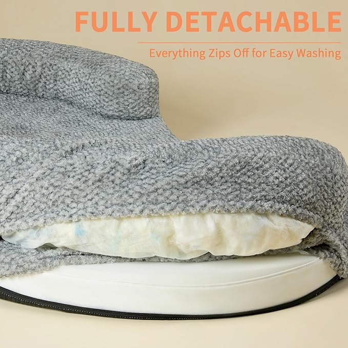 Orthopedic Memory Foam Dog Bed for Medium Sized Dog - Washable & Waterproof & Removable Warm Couch - Round Calming Bed for Anxiety Relief (43 x 29 x 8 Inch)