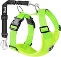 SlowTon Dog Seat Belt Harness for Car, Dog Car Harness Adjustable Mesh Breathable & Dog Seatbelt Safety Tether with Elastic Bungee for Small Medium Large Pets(Lime, Double Clip, L)