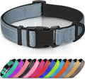 Joytale Reflective Dog Collar, Soft Neoprene Padded, Metal D-Ring, Nylon Pet Collar Adjustable for Medium Dogs, Gray, M