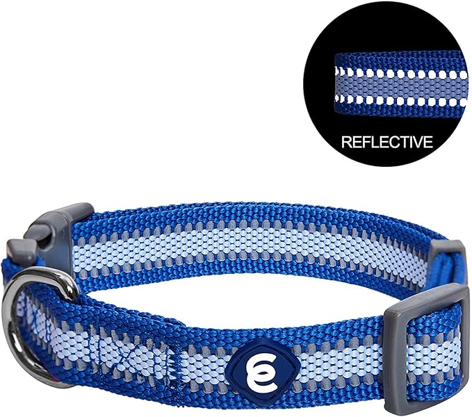 Blueberry Pet Medium Dog Collar in Reflective Navy Blue | Adjustable Classic Nylon Strap | Durable, Stylish & High-Visibility Dog Gear