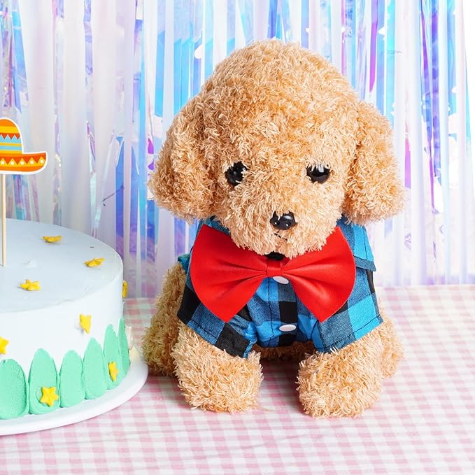 Tongcloud 3 Pack Plaid Puppy Cat Shirt - Cute Dog Shirts for Small Dogs and Cats - Birthday Party and Holiday Photo