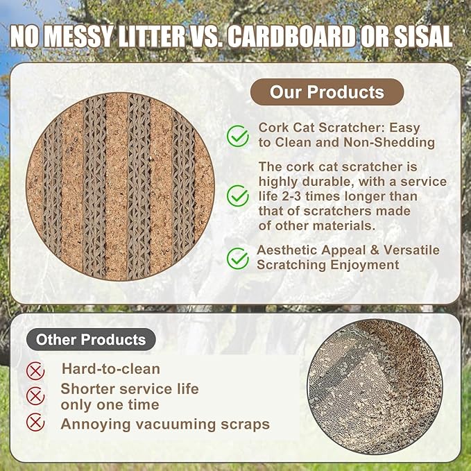 Cat Scratcher Mat-Cork Cat Scratch Pad Rug-cat Couch Protector-Wall Scratchers for Indoor Kitten Scratching&Stretching-Scratch Furniture Protector for Post&Sofas&Couch&Carpets&Floor-Gifts-40 * 17Inch