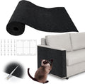 Cat Scratch Furniture Protector - 118" x 15.8" Trimmable Self-Adhesive Cats Claws Scratch Pads, DIY Cat Climbing Couch Protector for Scratch Post Cat Tree Replacement Indoor (Black)