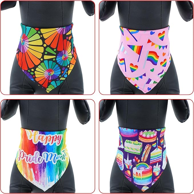 30 Pcs Rainbow Small Dog Bandanas Bulk 25 Inch Pride Dog Bandanas for Medium Dogs Breed LGBT Dogs Bandana Large Cats Grooming M