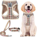 PUPTECK Adjustable Dog Harness Collar and Leash Set Step in No Pull Pet Harness for Small Medium Dogs Puppy and Cats Outdoor Walking Running, Soft Mesh Padded Reflective Vest Harnesses, Khaki XXS