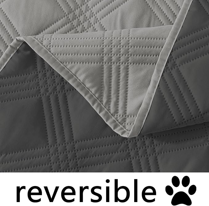 hyha Waterproof Dog Blanket, Reversible Pet Bed Blanket, Soft Sofa Couch Cover for Dogs Washable, Waterproof Pet Couch Covers for Sofa Puppy Cats Furniture Protector(30"x70", Grey/Dark Grey)