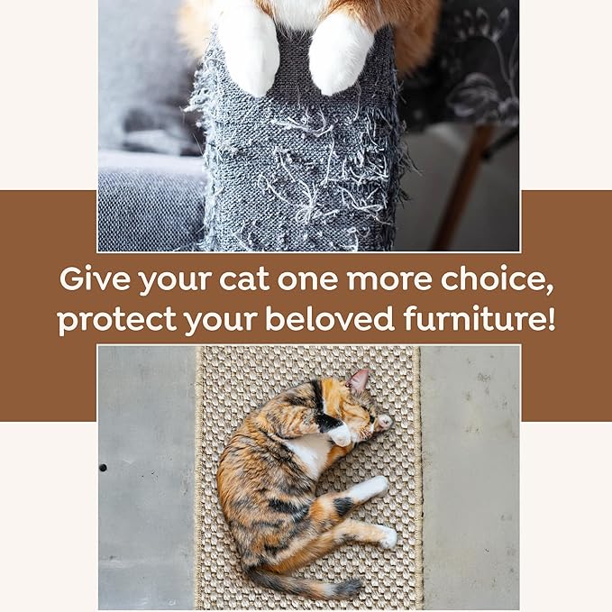 Premium Brazilian Cat Scratcher Mat – 24'' x 16'' Natural Fiber 100% Sisal with Jute Border, Ultra Durable, Scratching Pad, Doormat Rug, Protects Furniture and Carpets (Espresso Brown)