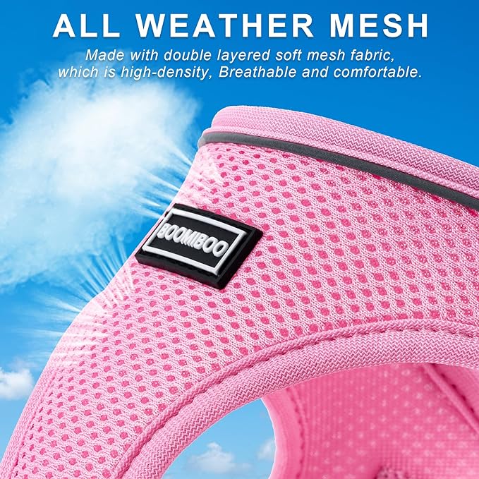 Dog Harness with Leash Set, No Pull Adjustable Reflective Step-in Puppy Pet Vest Harnesses for Small Medium Large Dogs and Cats,Rose Red XXS
