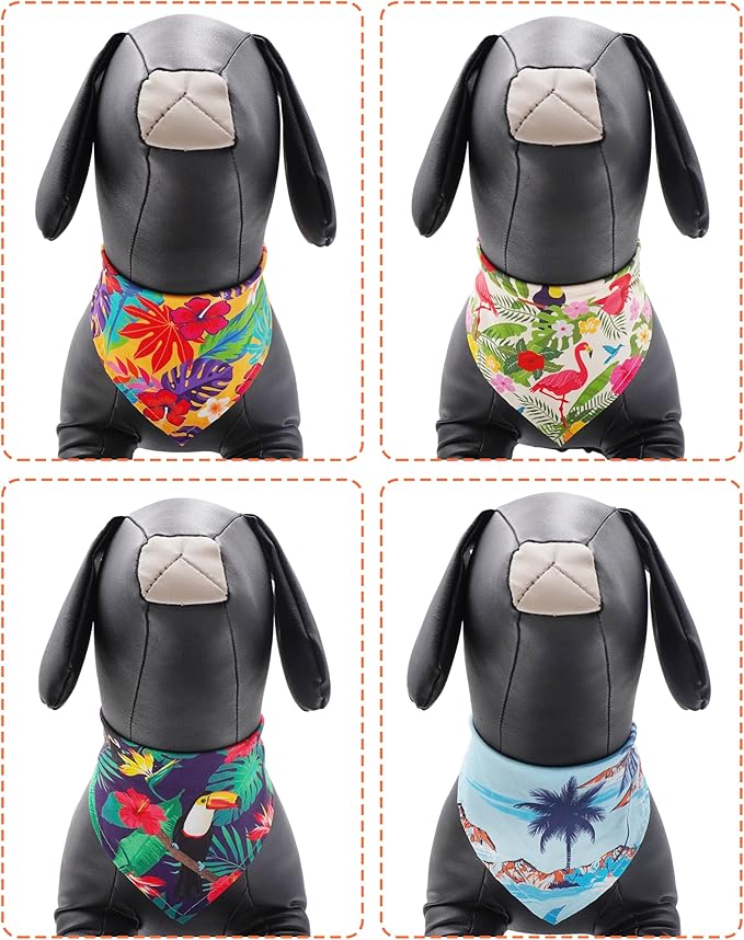 PET SHOW 50 Pack Hawaiian Dog Bandanas Bulk for Small Dogs Cats Puppys XS Washable Adjustable Dog Scarf Triangle Bibs Pet Red Pink Decorative Grooming Accessories