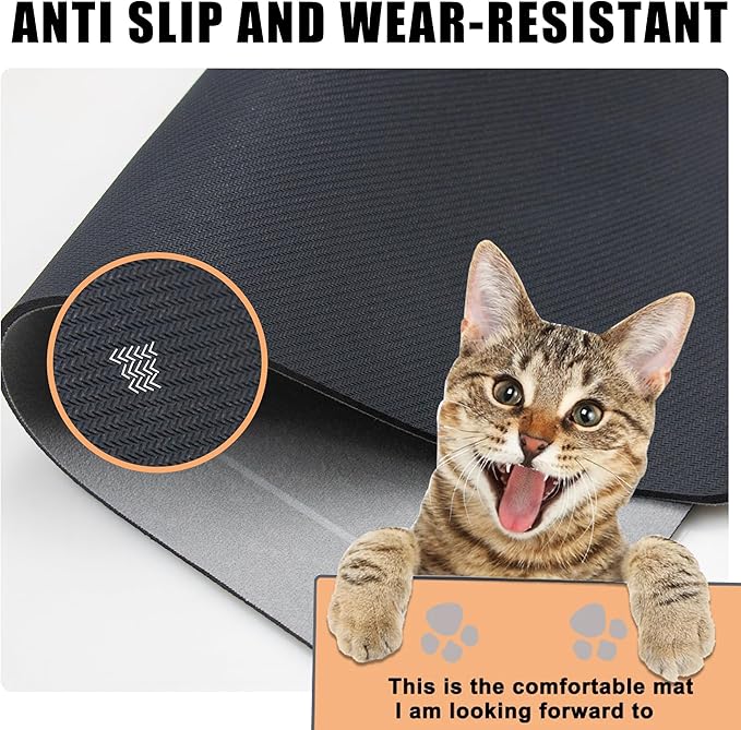 YCT Cat Pet Food Mat - Non-Slip Bottom Absorbent Quick Dry Feeding Mat for Dogs and Cats - Pet Supplies, 11.8"x18.1" Gray