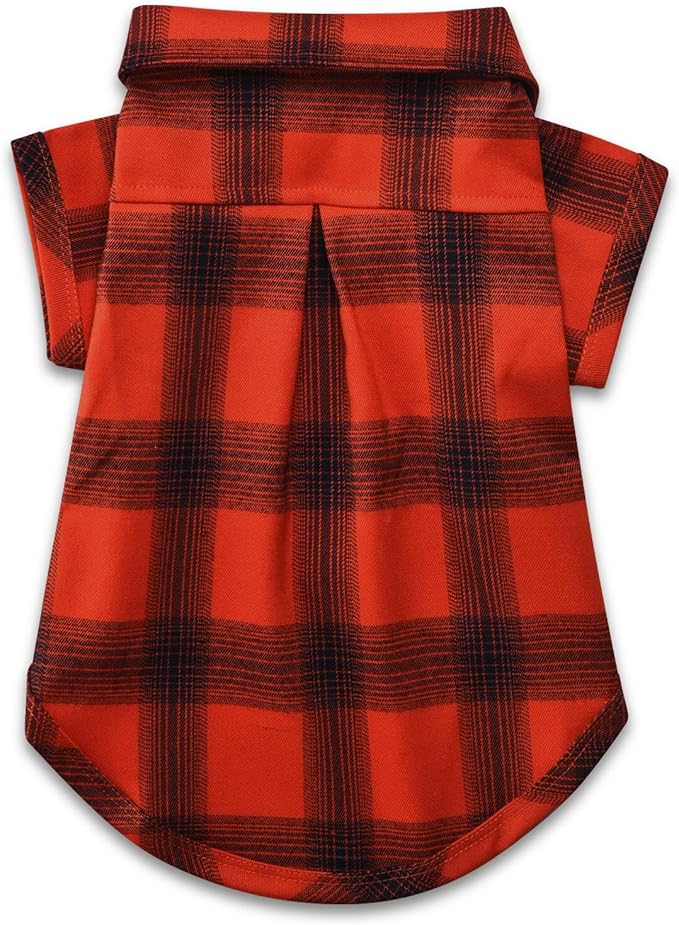 Koneseve Dog Shirt Plaid Dog Clothes for Small Dogs Boy Girl Cat Clothes Soft Puppy Outfit Adorable Pet T-Shirts Kitten Grid Costume Apparel Thanksgiving Christmas Clothing (Red#1; 2XL)