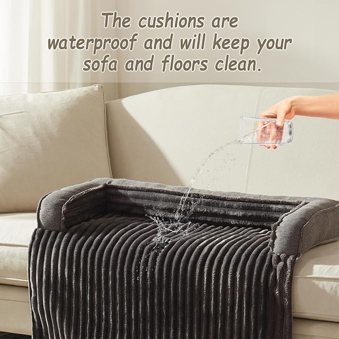 WINDRACING Luxury Dog Couch Bed, Washable Calming Dog Couch Cover, Couch Protector for Dogs, Waterproof Sofa Bed, Pet Bed Mats for Sofa, Pet Sofa Covers Grey(2XL 53x39.3x6 inch)