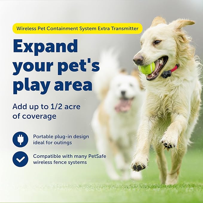 PetSafe Wireless Pet Containment System Extra Transmitter - Adds Up to 1/2 Acre to Stay & Play Wireless Fence or Pet Containment System