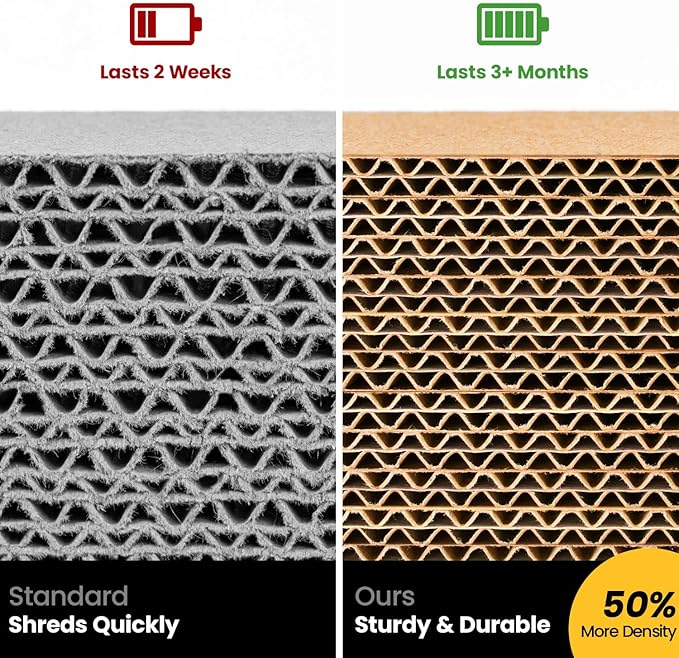 Cat Scratcher, Durable Scratch Pad, Corrugated Cardboard Scratching Board for Indoor Cats, Heavy Duty, Double-Sided Usability, Recyclable, with Catnip, Large, 2 Packs