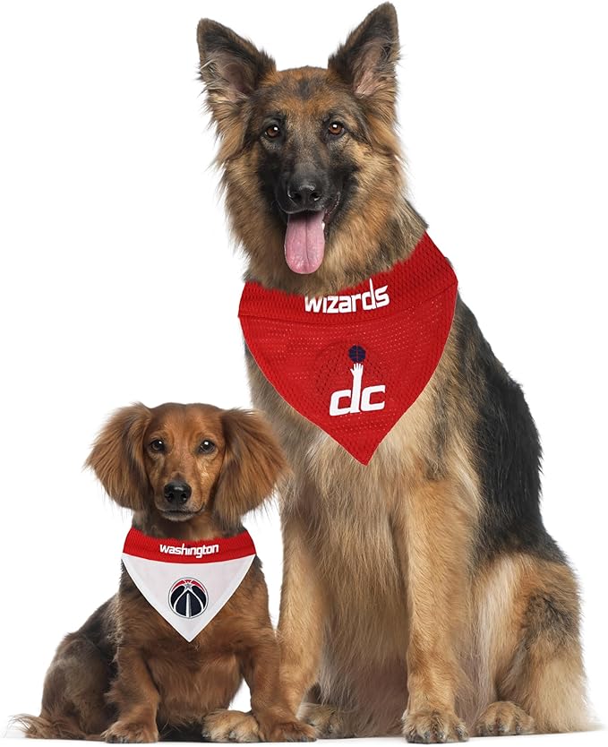 Pets First NBA Dog Bandana - Washington Wizards Reversible Pet Bandana. 2 Sided Home & Away Sports Bandana with a PREMIUM Embroidery TEAM Logo, Small/Medium