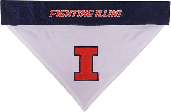 Pets First Collegiate Pet Accessories, Reversible Bandana, Illinois Fighting Illini, Large/X-Large