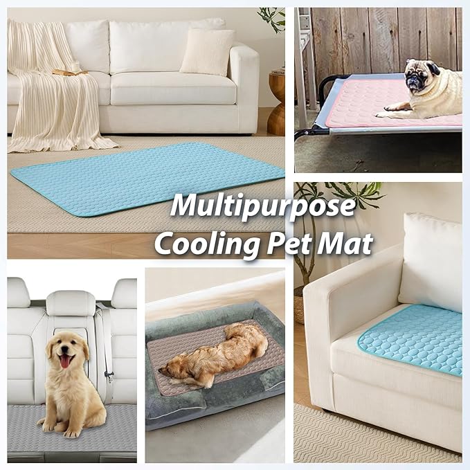 MICROCOSMOS Summer Cooling Mat & Sleeping Pad- Water Absorption Top, Materials Safe, Easy Carry, EZ Clean. Keep Cooling for Pets, Kids and Adults.(Grey, 36" x24")
