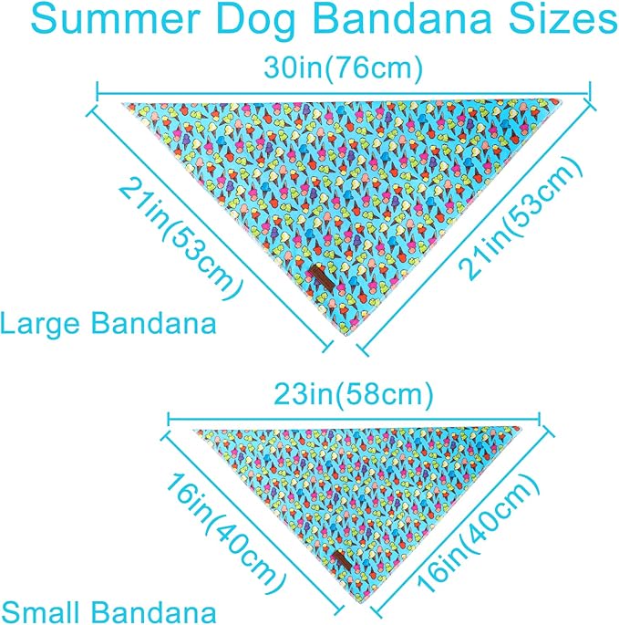 Summer Dog Bandana, Hawaii Bandana for Medium Large Dog, Cute Blue Puppy Bandana, Cotton Adorable Pet Triangle Bid Scarf Kerchief for Girl Boy Dogs
