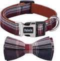Faleela Soft &Comfy Bowtie Dog Collar,Detachable and Adjustable Bow Tie Collar,for Small Medium Large Pet (Red and White, Large(Pack of 1))