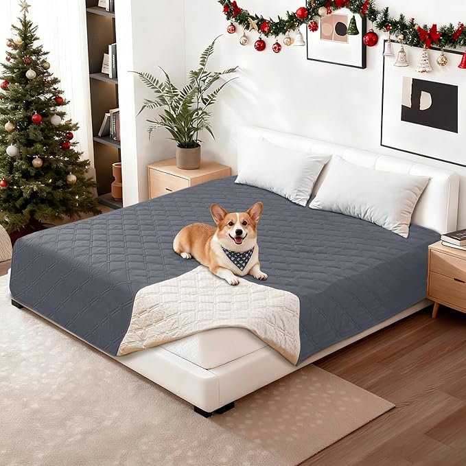 Waterproof Dog Blanket, Non-Slip Soft Pet Bed Cover, Couch Cover for Dogs Washable, Protects Sofa, Furniture, Crate, Car, Tear Resistant Leakproof Pet Blanket (40x50 Inch, Dark Grey)