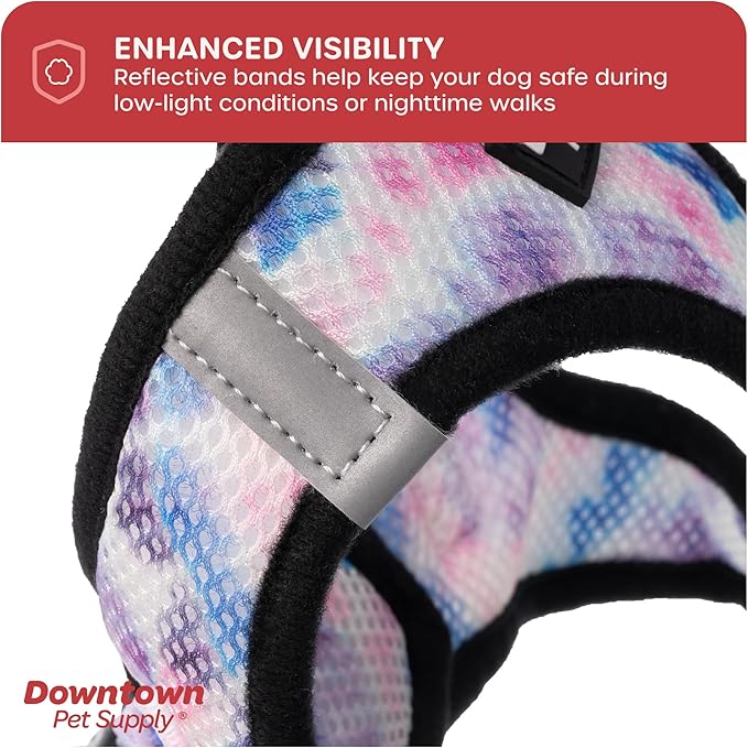 Downtown Pet Supply Step-in Dog Harness – No Pull, Adjustable Padded Mesh with Reflective Trim, Secure Buckle Strap – Comfortable & Breathable Small Dog Harness, Medium, Tye Die
