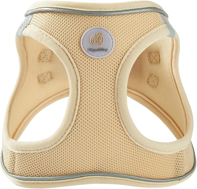 Hipubby Dog Harness and Leash Set, No Pull Soft Mesh Puppy Harness for Small Medium Dogs, Cats - Step in Reflective Breathable Lightweight Vest Harness for Walking, Training - Khaki, L