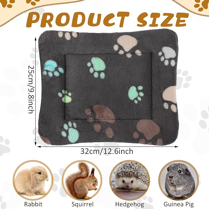 Tuanse 4 Pack Ultra Soft Dog Cat Bed Mat Small Animal Guinea Pig Bed with Cute Print Reversible Fleece Dog Crate Kennel Pad Cozy Washable Thickened Hamster Pet Beds Mat(13 x 10 Inches,Black)