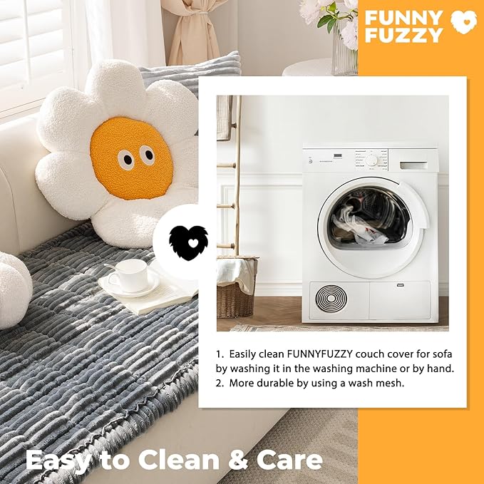 FUNNY FUZZY Pet Couch Covers for Sofa, Flannel Dog Couch Cover for Dogs Washable, Sofa Cover Furniture Protector Pet-Friendly Sofa Cover for Dogs & Kids (Dark Gray, 27.6"×59.1")
