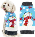 Pet Christmas Dog Sweaters Cute Animal Snowman Printed Puppy Xmas Costumes Winter Warm Turtleneck Jumpers Puppy Knitted Clothes Cat Outfits (S, Blue Snowman)