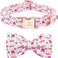 Lionheart glory Dog Collar Shark Print Dogs Bow Collar Adjustable Soft Pink Dog Collars Male or Female Summer Spring Collars with Bowtie for Small Dogs