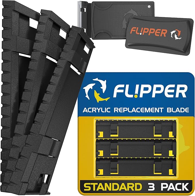 FL!PPER Magnetic Aquarium Cleaner - Acrylic Replacement Blades for Acrylic tanks Standard up to 1/2" - 3 Pack