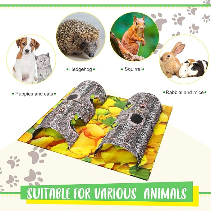 Pet Activity Tunnels - Interactive Tree Trunk Cat Play Tunnel Tube center with Peek Holes, Pets Puzzle Hunt Chase Training Center for Kitten, Ferret,Hedge,Rabbits,Small Animals