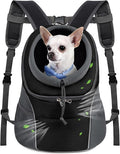 WOYYHO Pet Dog Carrier Backpack Small Dog Front Backpack Ventilated Dog Carrier Back Pack with Storage Pockets, Adjustable Straps & Safety Belt for Travel Hiking Outdoor (Size L: 10-14 lbs, Black)