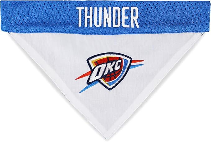 Pets First NBA Dog Bandana - Oklahoma City Thunder Reversible Pet Bandana. 2 Sided Home & Away Sports Bandana with a PREMIUM Embroidery TEAM Logo, Large/X-Large