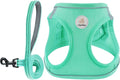 Hipubby Dog Harness and Leash Set, No Pull Soft Mesh Puppy Harness for Small Medium Dogs, Cats - Step in Reflective Breathable Lightweight Vest Harness for Walking, Training - Green, M