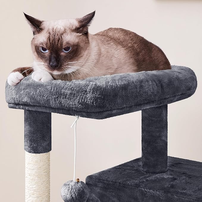 Yaheetech Cat Tree for Indoor Pets, 36in Tower Condo w/Extra Large Perch, Scratching Posts, Board, Dangling Ball, Play Structure for Kittens & Adult Cats