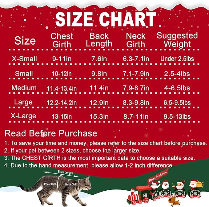 Dog Christmas Sweater Pet Winter Warm Coat Pajamas Small Dog Sweaters Christmas Santa Sweater for Large Cats Small Dogs (Santa, XL)