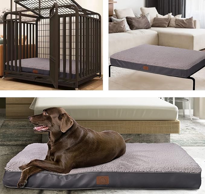 Sunheir Orthopedic Dog Beds for Small Dogs, Waterproof Puppy Bed with Removable Washable Cover, Non-Slip Bottom and Egg-Crate Foam, (Grey, 24.0" L x 16.0" W x 3.0" Th)