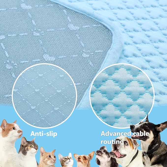 SOMOYA Upgrade Self-Cooling Mat Thicken Dogs Cooling Mat Washable Non-Slip Pet Cooling Pads Blanket Sleeping Kennel Mat,Washable Ice Silk Sleep Mat Pad Breathable for Large Dogs Cats Small