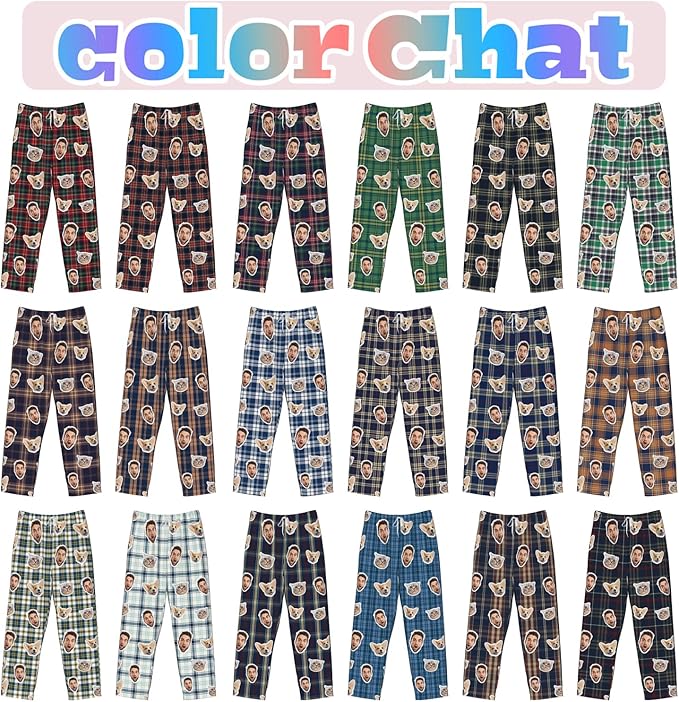 Custom Pajamas Pants Plaid Personalized Funny PJ Pant Design with Face Pajama for Men Women Dog Pet