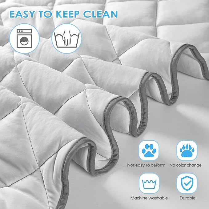 Dog Cooling Mat, Washable Dogs Cats Pet Non-Toxic Cooling Pads Summer Sleeping Kennel Mats，Pet Self Cool Ice Blanket for Indoor & Outdoor Dog Beach Essentials Light Gray Medium