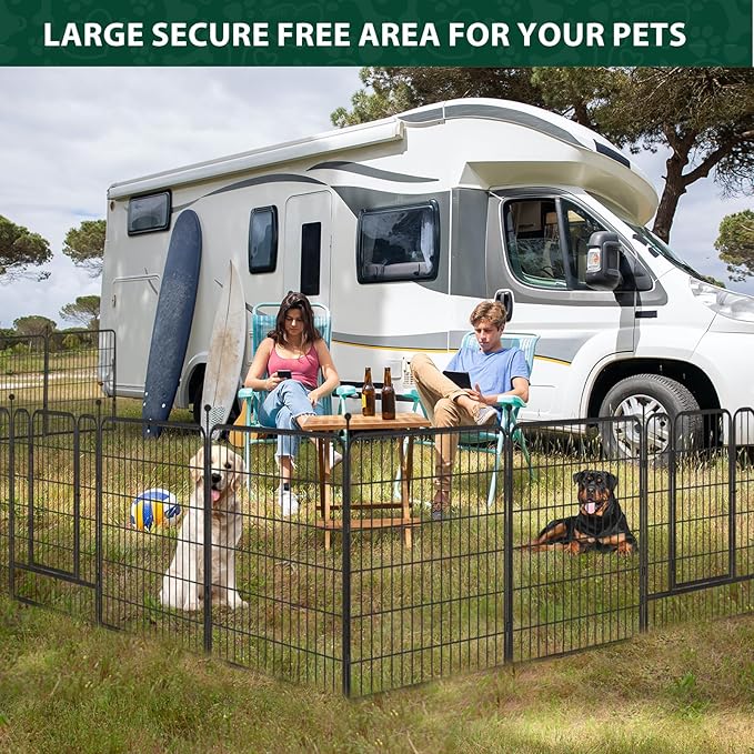 Dog Playpen Outdoor, 16 Panels 40" High Metal Dog Fence with Gate, Pet Fence for Large/Small Dogs, Portable Dog Fence for RV Camping, Yard